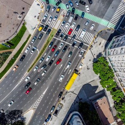 aerial view of traffic