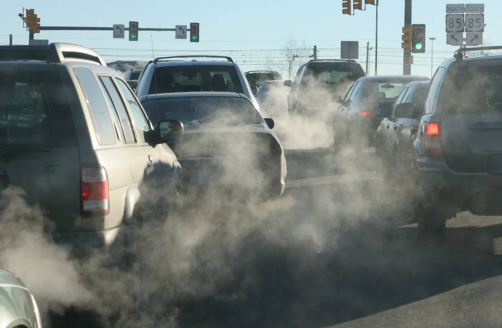 Air pollution coming from car exhaust